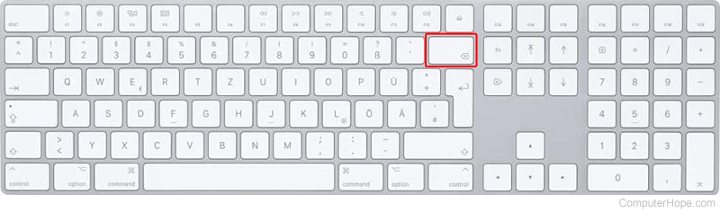 Delete key on an Apple keyboard.