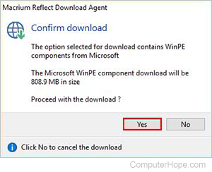 Click Yes to install Windows Preinstallation Environment module.