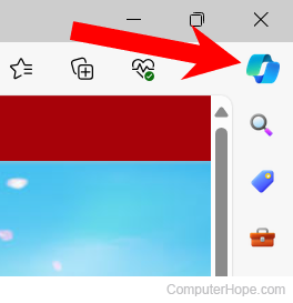 Copilot button in Microsoft Edge browser.
