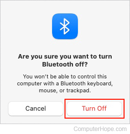 Disabling Bluetooth in macOS.