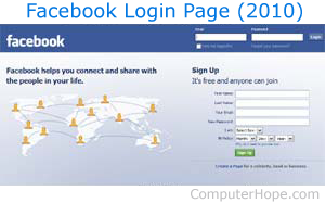 Facebook social networking login page