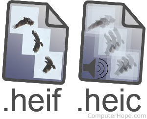 Illustration: HEIF and HEIC file format documents.