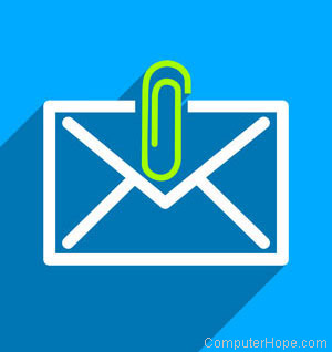 Blue e-mail icon with green paperclip to given an example of MIME.