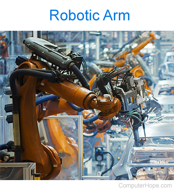 Robotic arm in a car assembly plant