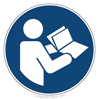 Illustration of a person reading a manual.