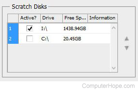 Scratch disks in Photoshop
