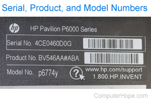 Serial number on HP computer