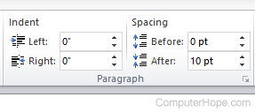 Microsoft Word spacing