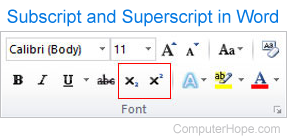 Subscript in Microsoft Word