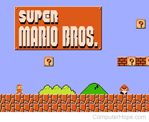 Super Mario Bros, with a side-scrolling POV.
