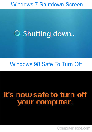 Windows shut down screens