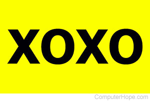 XOXO in black lettering on yellow background.